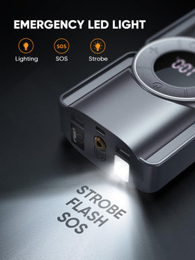 TREKURE dual USB outports and input ports closeup charging a smartphone quickly