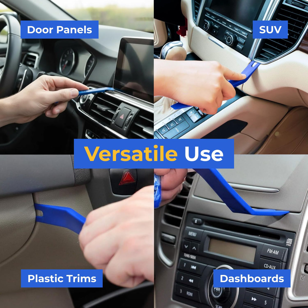 Tresalto prying vehicle molding illustrating damage-free removal