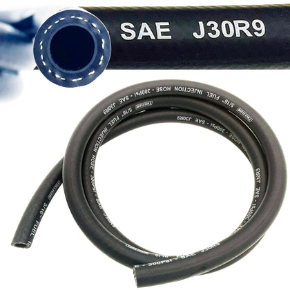TREXFLOW TF front view of 5ft SAE30R9 fuel hose showing length and push-lock fit benefit