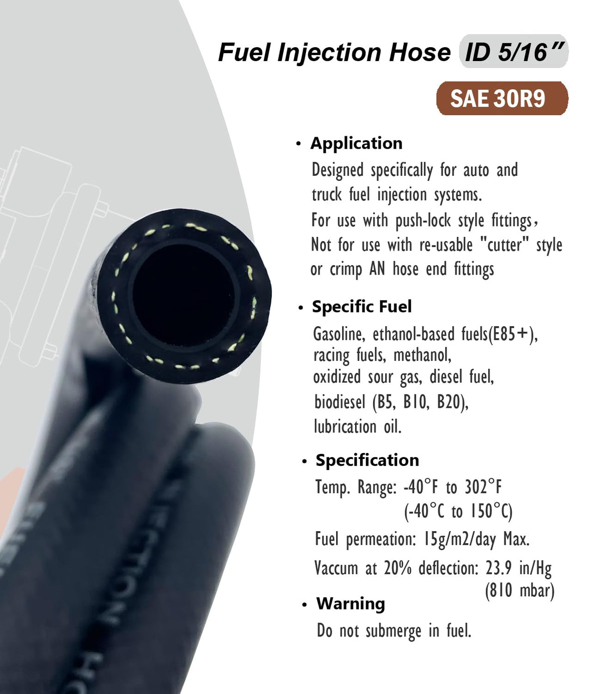 TREXFLOW TF hose installed in an engine bay demonstrating secure routing and heat resistance