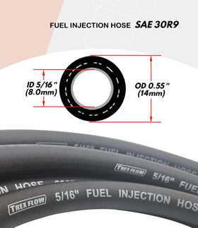 TREXFLOW TF hose next to ruler for 5ft scale showing correct sizing benefit