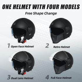 TRIANGLE helmet chin section detached illustrating quick conversion benefit