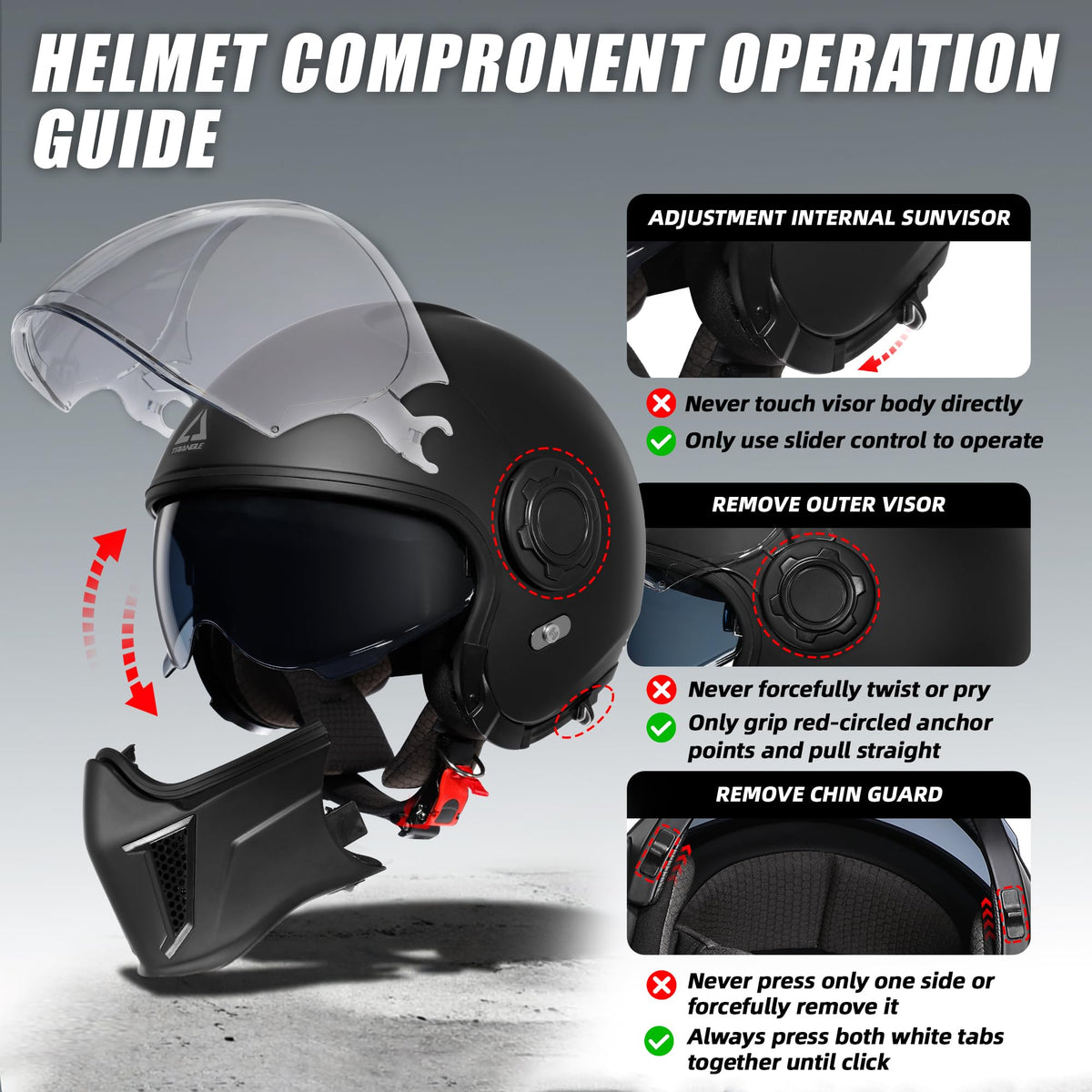 TRIANGLE close-up of detachable mask mechanism, enabling quick configuration changes