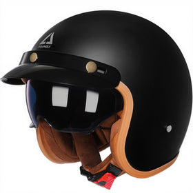TRIANGLE helmet front view showing retro design and DOT safety features