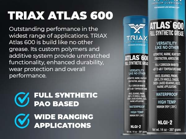 Triax Atlas 600 side label highlighting specs and temperature range