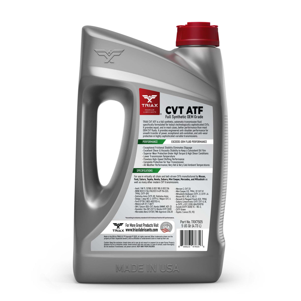 Close-up of Triax label with specification icons highlighting OEM compliance