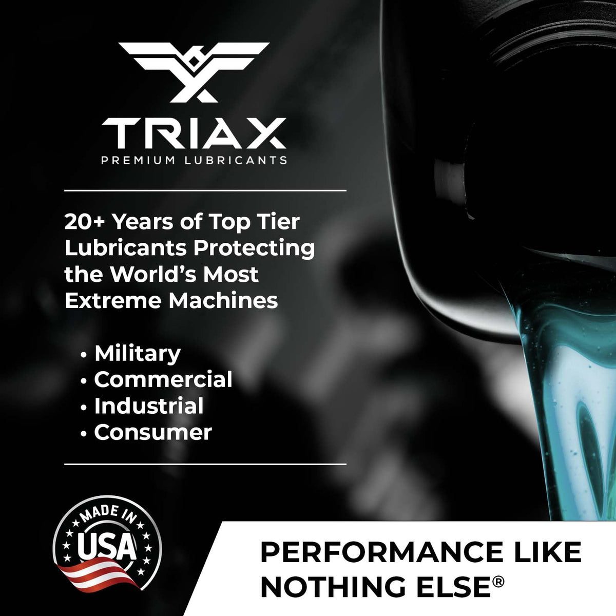Triax DTF-1 bottle in a garage setting suggesting professional maintenance use