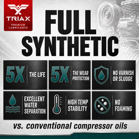 Triax Kompressor oil texture close-up highlighting high-temp shear stability and film