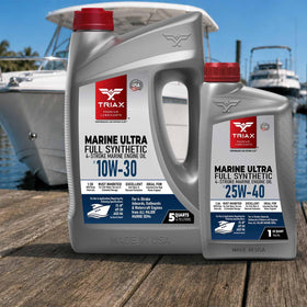 Triax 5 quart bottle beside common household items for scale