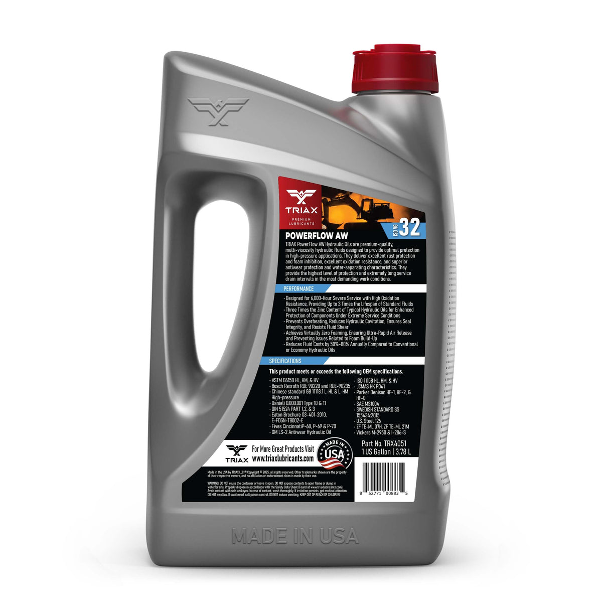 Triax Powerflow AW 32 pour spout closeup demonstrating drip-free pouring and reduced waste