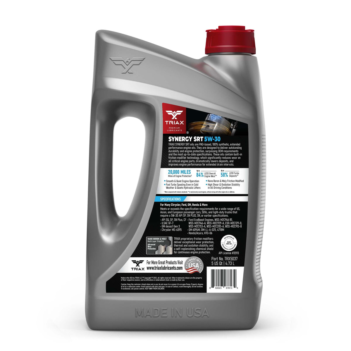 Triax bottle angled view highlighting ergonomic handle for easy pouring