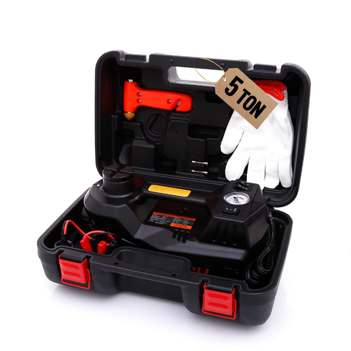 Trihelper front packaging showing the jack and case, highlights portability and full kit