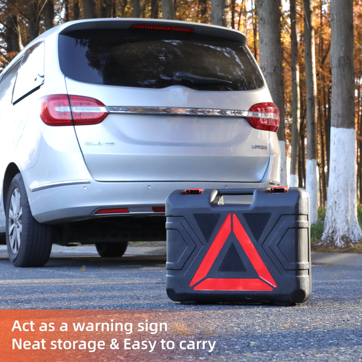 Trihelper packed in a car trunk illustrating portability and roadside readiness