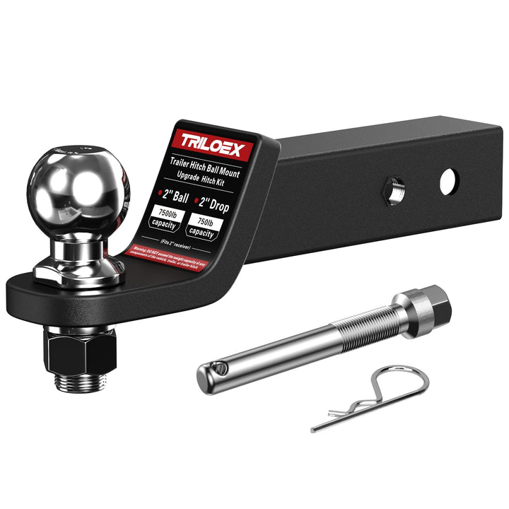 Triloex front view of ball mount showing full shank and ball benefits secure towing
