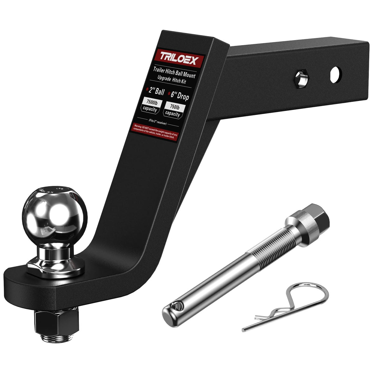 Triloex front view of ball mount showing receiver fit and sturdy design for secure towing