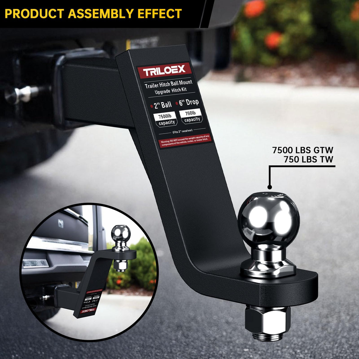 Triloex mounted on truck side profile, demonstrating correct drop and towing alignment