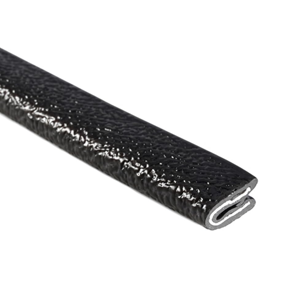 TRIM-LOK front profile in black pebble showing clean finished edge benefit