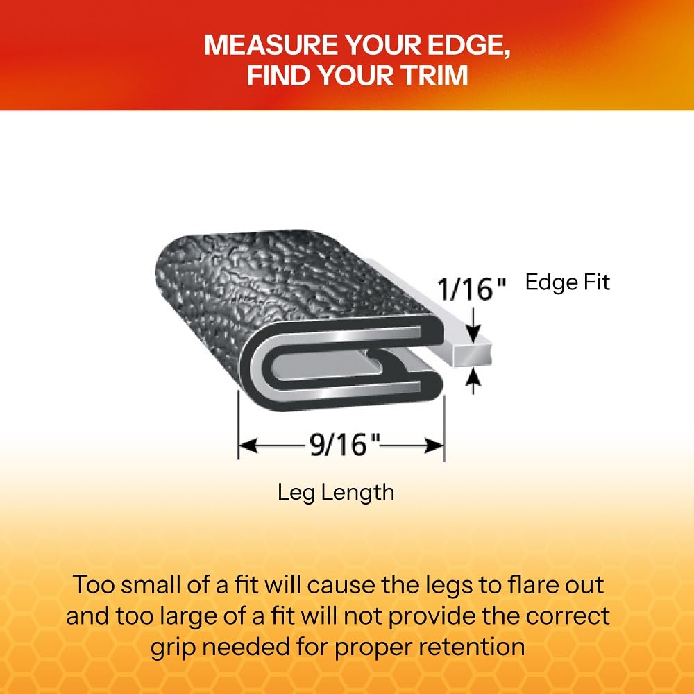 TRIM-LOK leg length measured with ruler showing 9/16 inch for correct fit