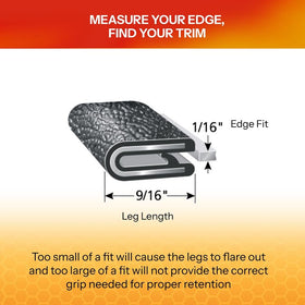 TRIM-LOK leg length measured with ruler showing 9/16 inch for correct fit