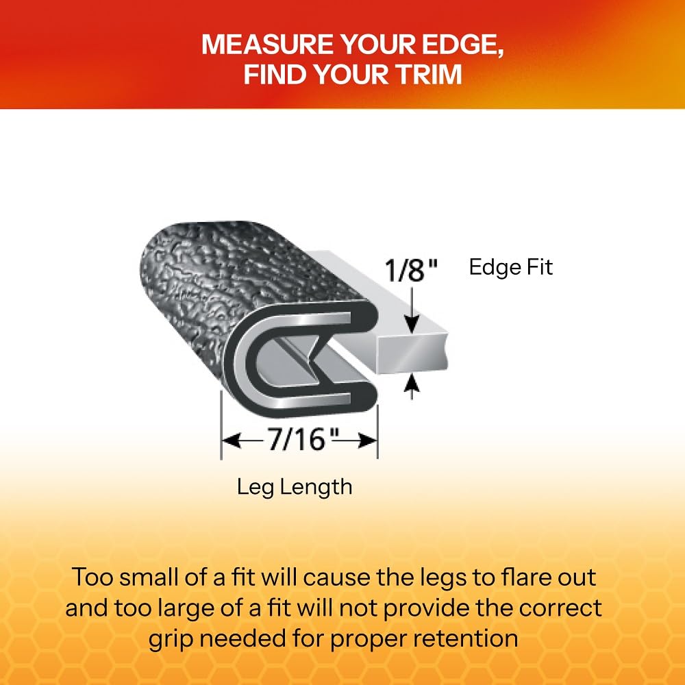 TRIM-LOK side profile showing 7/16-inch leg length for reliable coverage