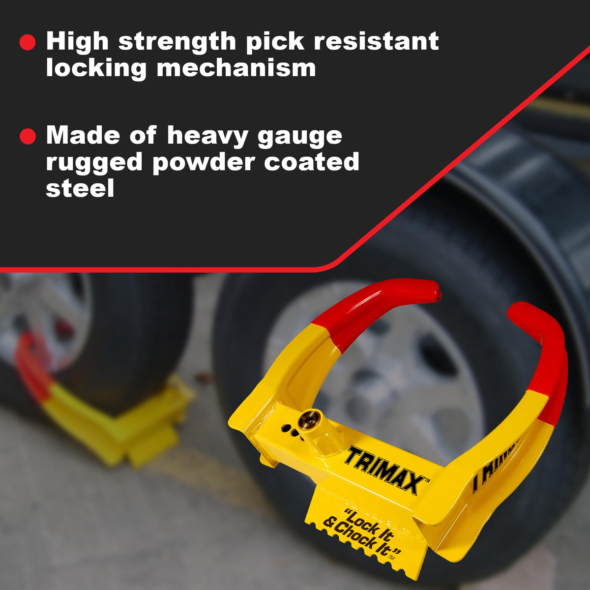 Trimax TCL75 close-up of pick-resistant lock cylinder for tamper protection