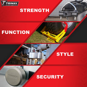 Trimax TCL75 mounted on a trailer showing visible theft deterrent