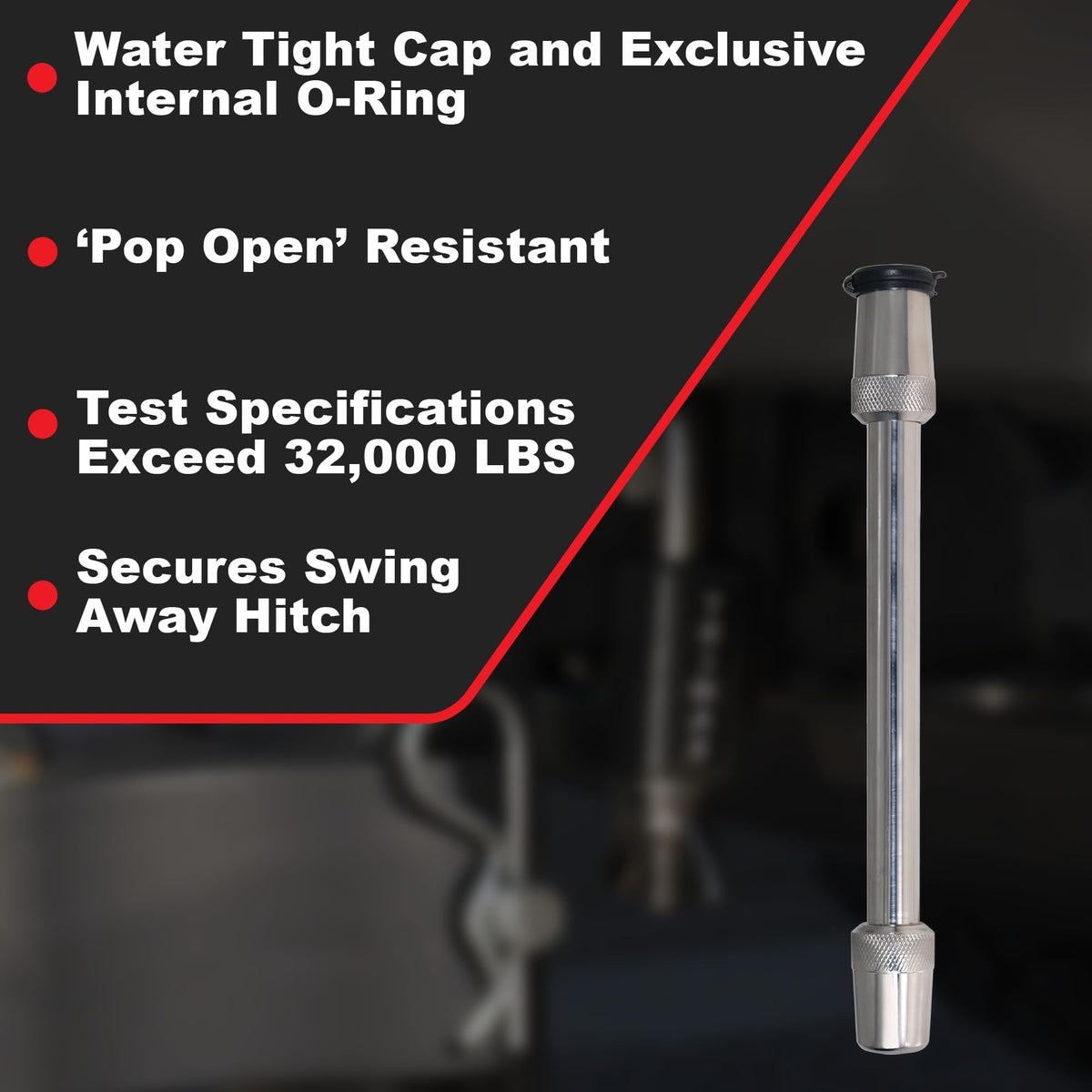 Trimax TH6 close-up of 5/8" pin detail highlighting durable construction