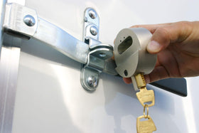Trimax key and cylinder detail highlighting keyed-alike convenience