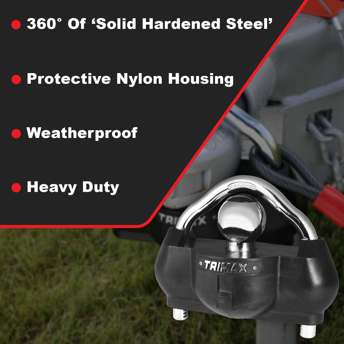 Trimax UMAX 100 sealed keyhole detail protecting the lock cylinder from moisture