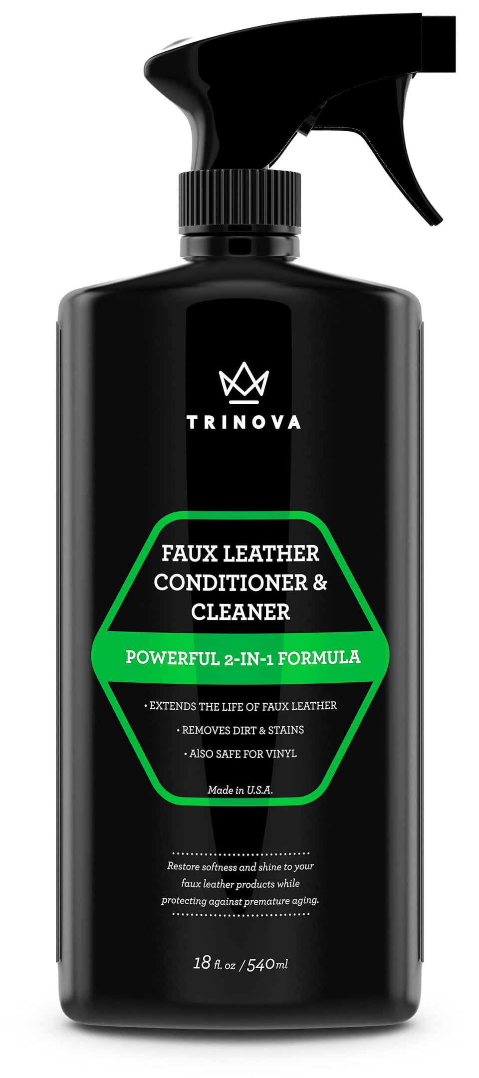 TriNova front packaging showing bottle and clear product purpose, promotes easy maintenance