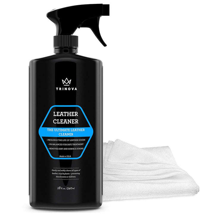 TriNova bottle front view showing label and 18 fl oz size, highlights safe cleaning