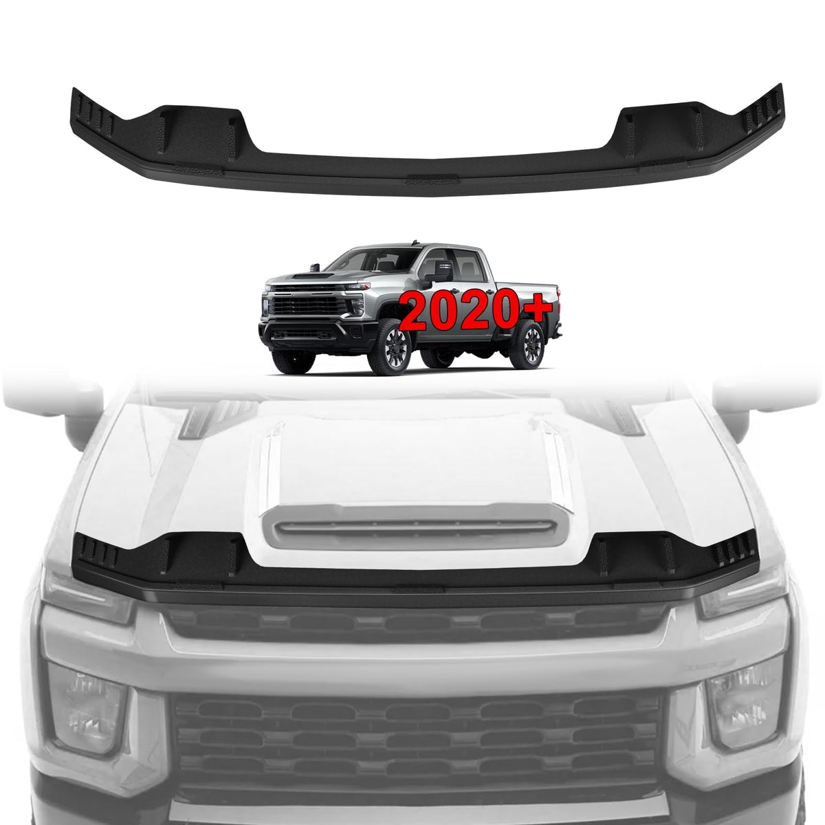TripleAliners front view installed showing sleek protection and improved hood appearance