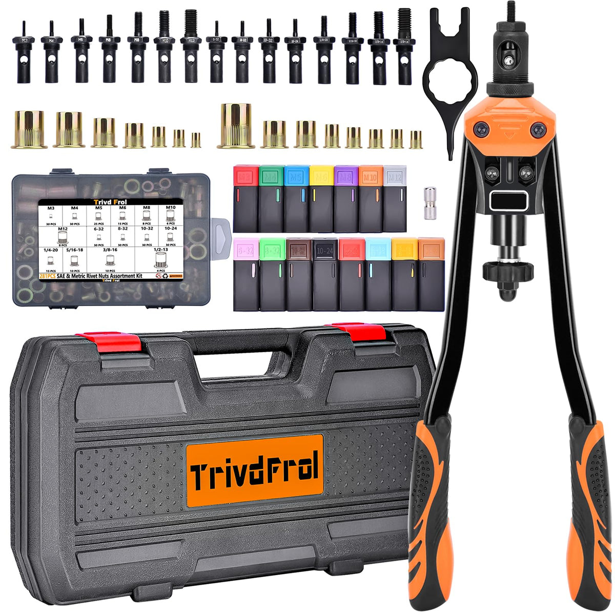 Trivd Frol front view showing kit in case with organized contents for easy transport