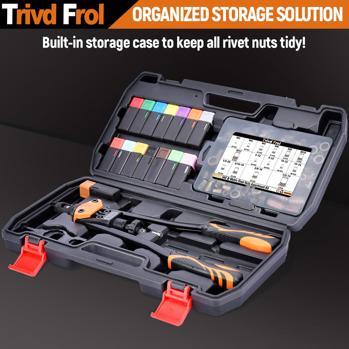 Trivd Frol rivet nut installed in sheet metal illustrating secure blind-threaded attachment