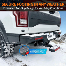 TrkWyze mounted on SUV with person using step showing easier rooftop access benefit