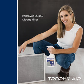 Close-up of Trophy Air cleaner on filter fibers showing soil removal action