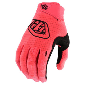 Troy Lee Designs glove front view showing fit and bright red color for visibility and comfort