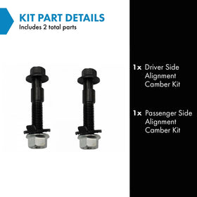 TRQ camber bolt close-up of threads and finish — highlights durable machining