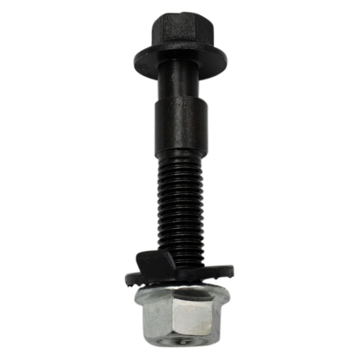 TRQ camber bolt kit laid out with scale — displays included pieces and size
