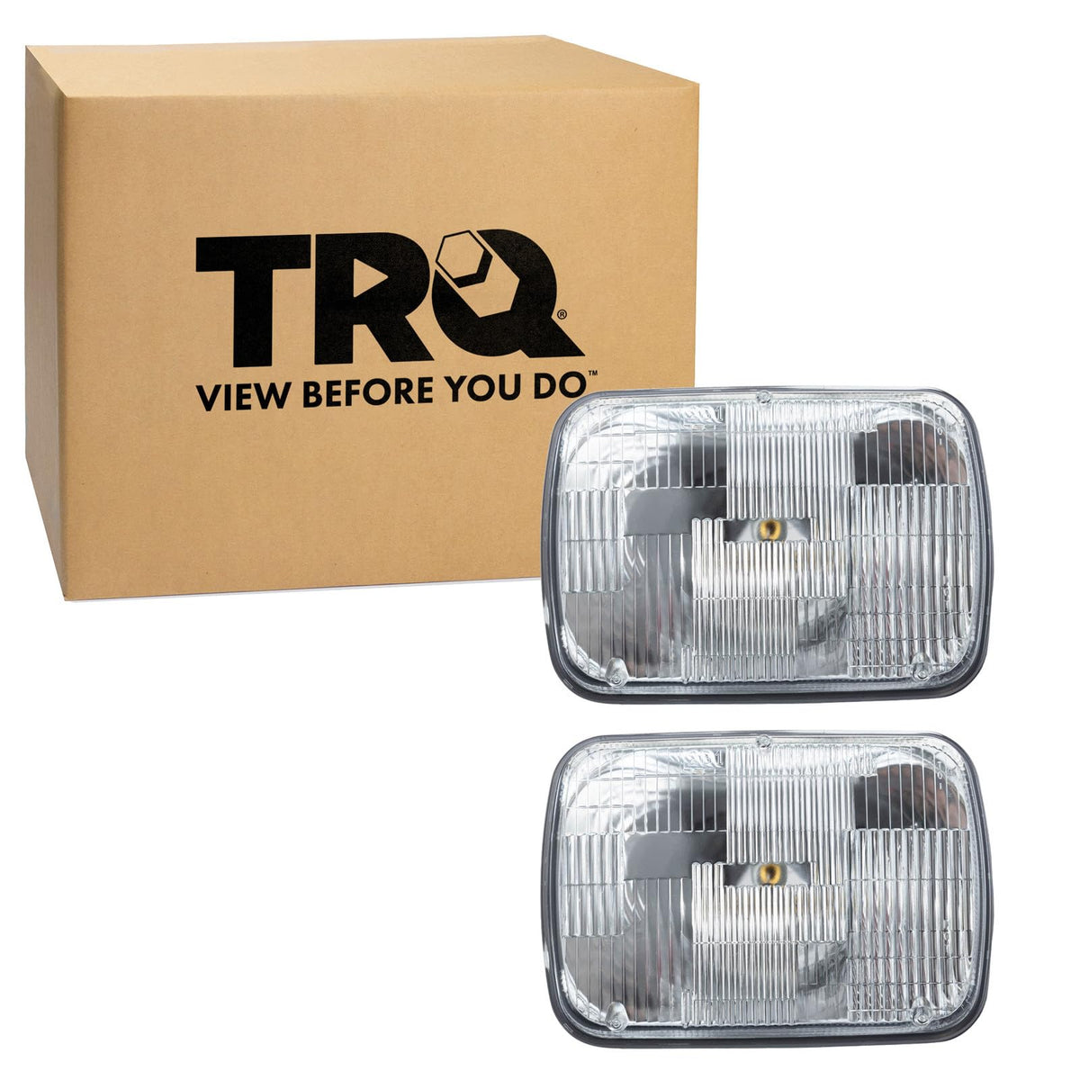TRQ front view sealed-beam headlight showing clean lens and precise fit for easy replacement