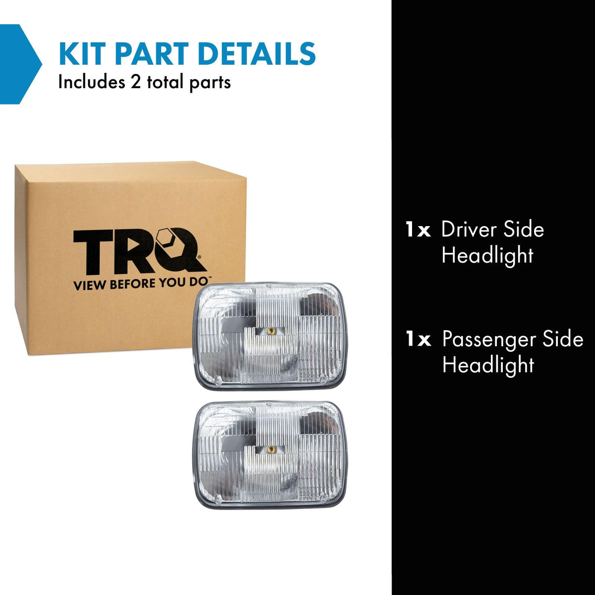 TRQ side profile of sealed-beam headlight highlighting depth and bezel compatibility for direct fit