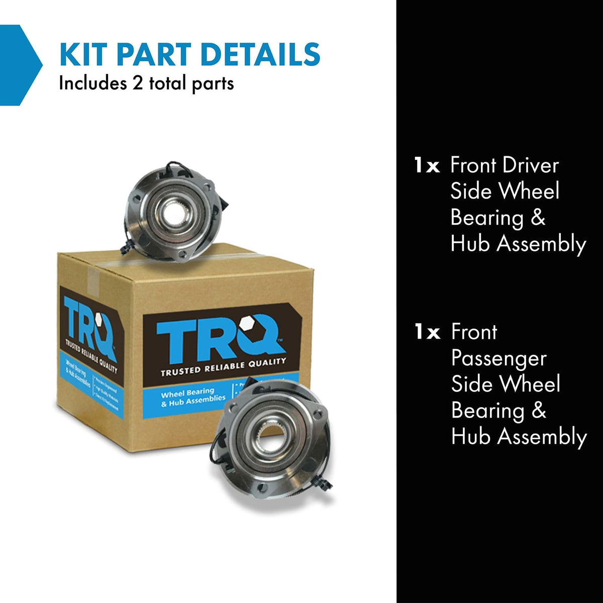 TRQ hub assembly front-face close-up highlighting secure lug mounting
