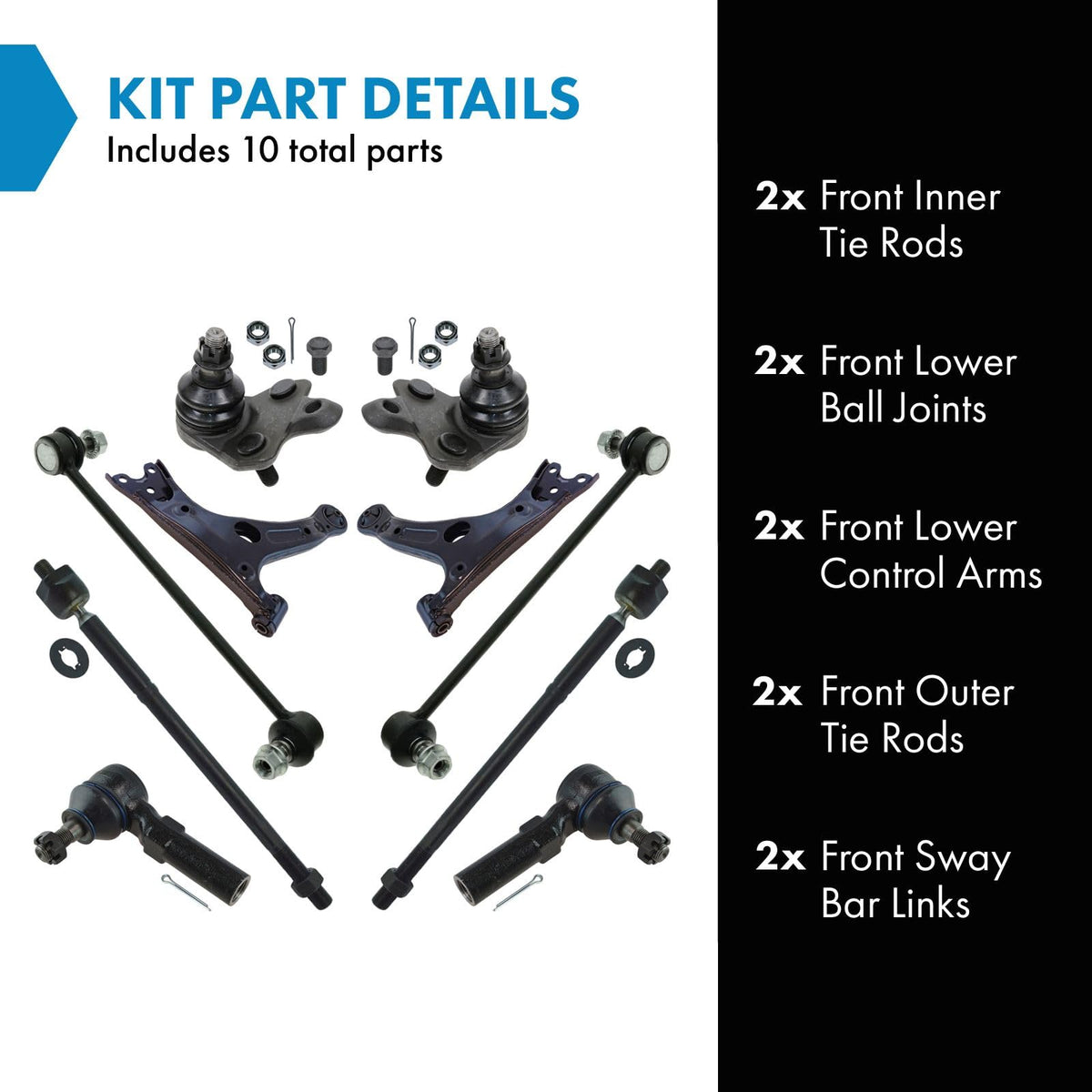 TRQ lower control arm close-up highlighting durable coating and fit