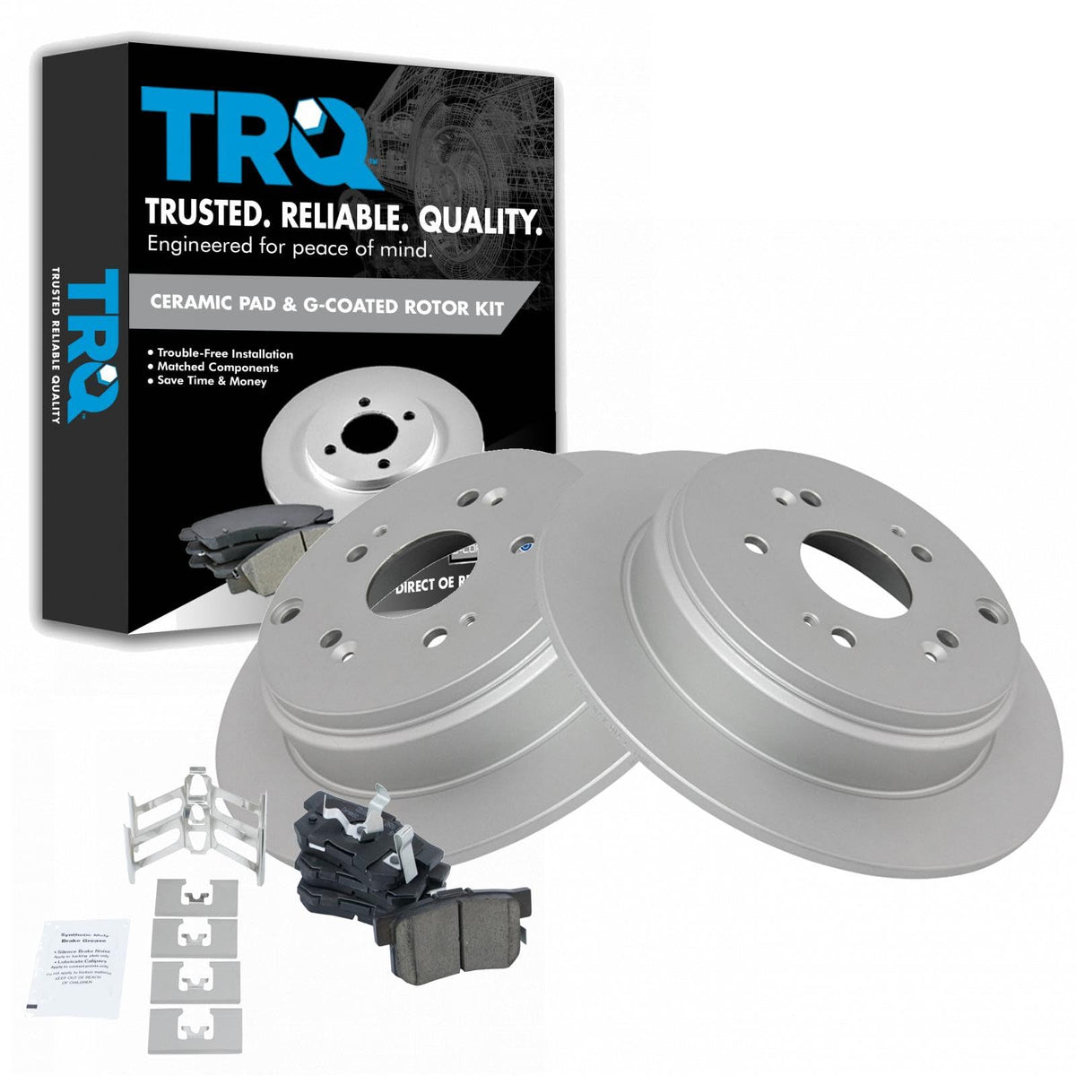 TRQ rear kit front packaging showing contents and fitment benefits