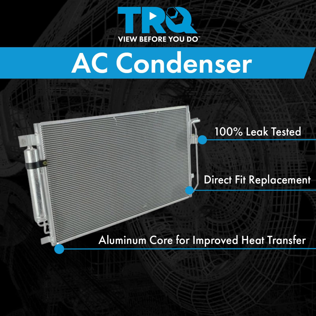 TRQ receiver drier inlet detail showing fittings for easy connection