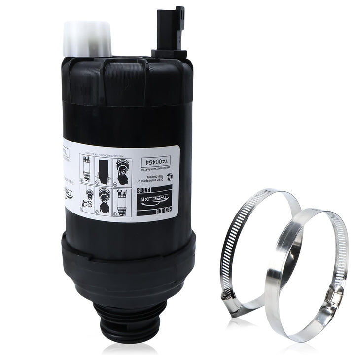 TRSCJXN filter front view showing label and spin-on connector for quick replacement