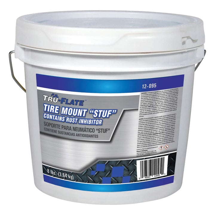 Tru-Flate 8 lb pail front label showing brand and contents, durable packaging benefit
