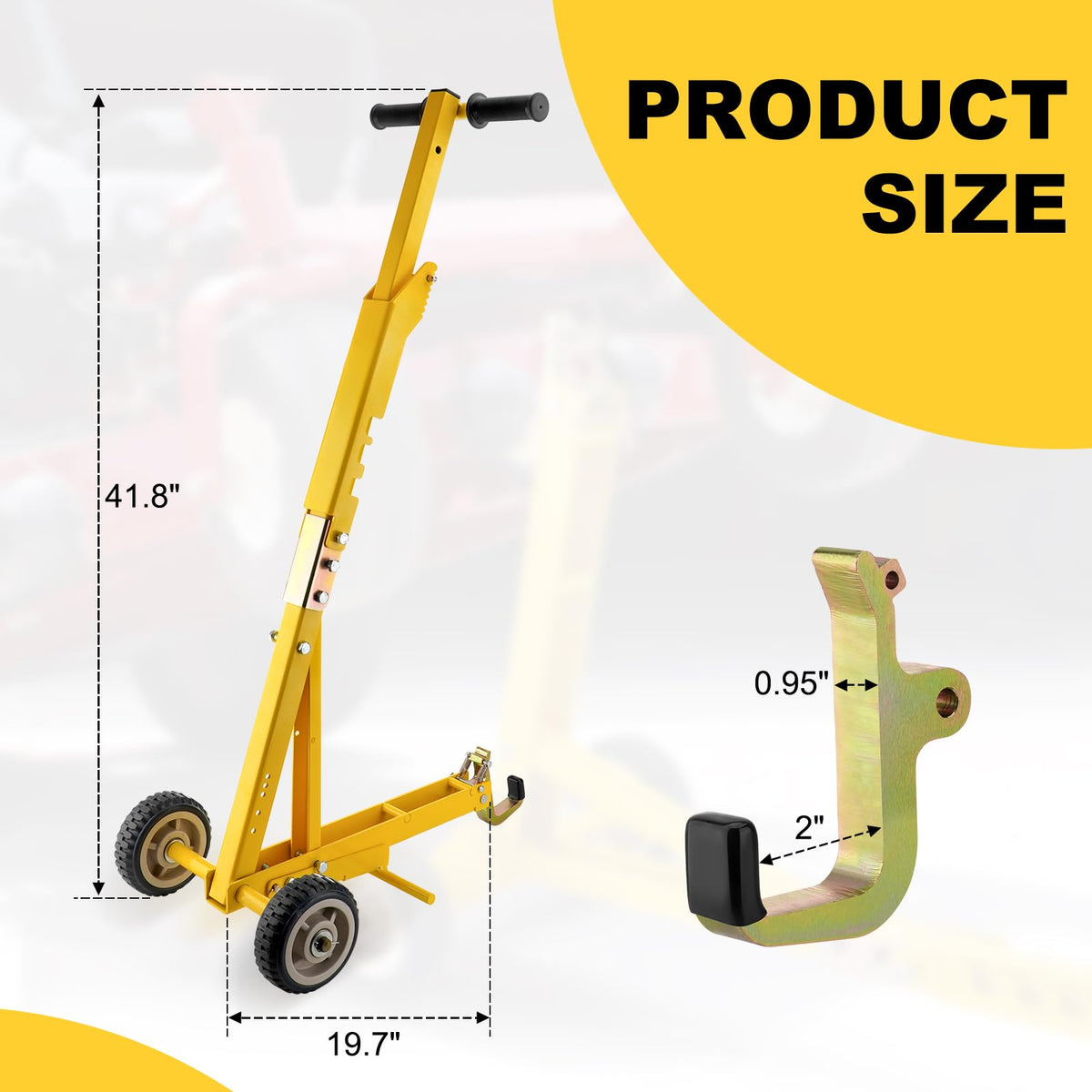 TRUCFUSION lifting a zero-turn mower front for safe blade access