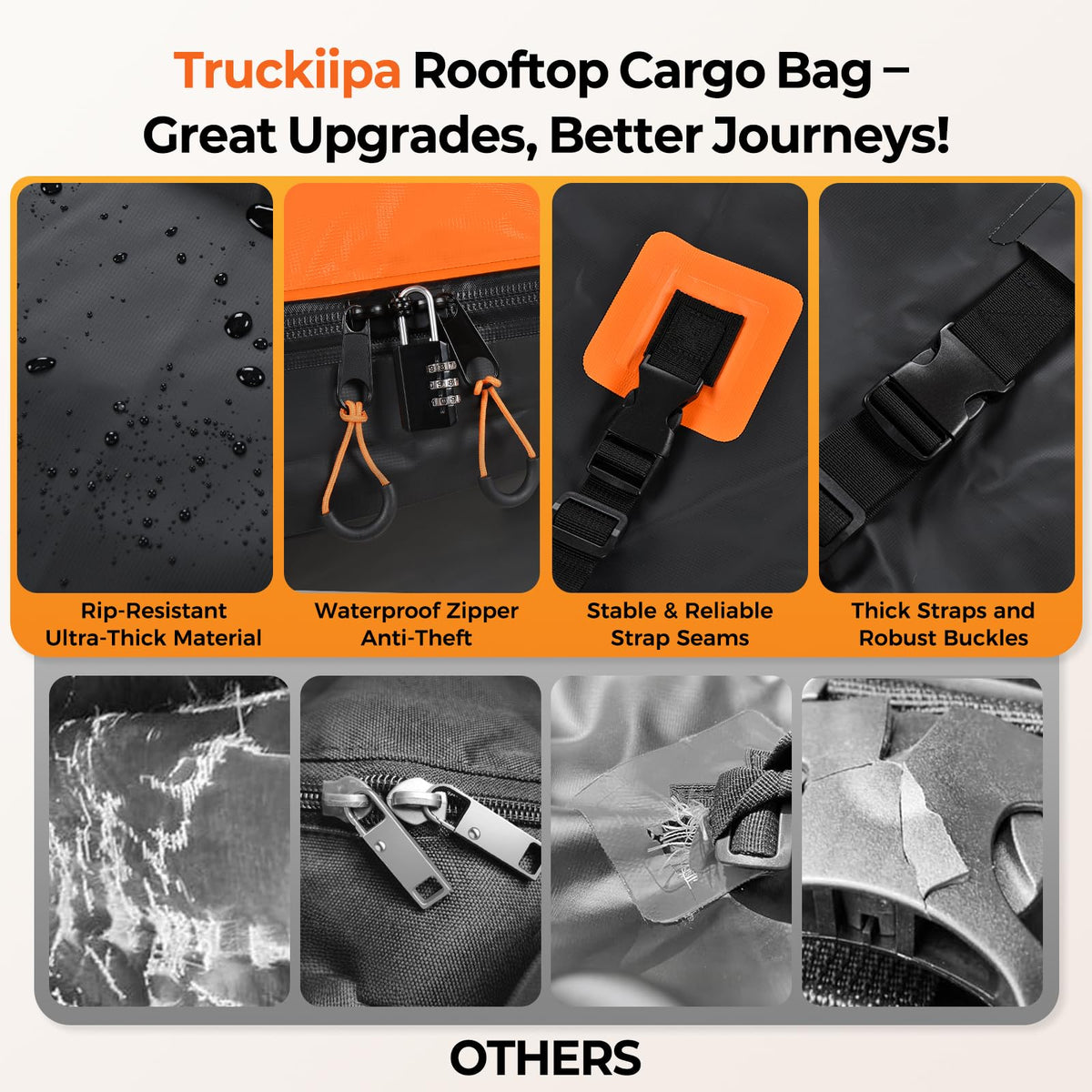 Truckiipa anti-slip mat and six safety hooks displayed for secure, scratch-free mounting