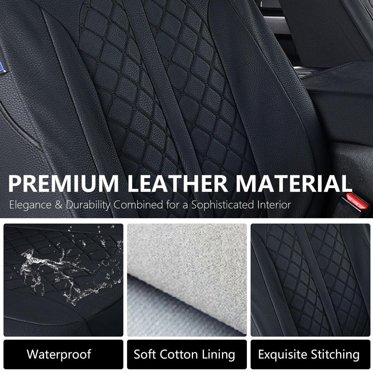 Truckiipa faux-leather texture close-up showing waterproof, easy-clean surface